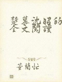 楚慕沈昭的小说全文阅读