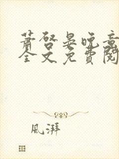 萧启晏晚意小说全文免费阅读