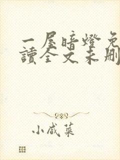 一屋暗灯免费阅读全文未删减