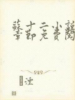 苏十二小说最新章节免费阅读全文封面