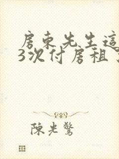 房东先生这是第3次付房租了封面