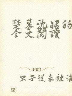 楚慕沈昭的小说全文阅读