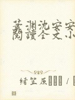 萧渊沈安安免费阅读全文小说