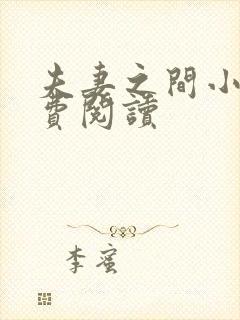 夫妻之间小说免费阅读