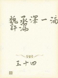 魏承泽一滴都不许漏封面