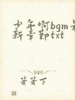 少年啊bgm最新章节txt