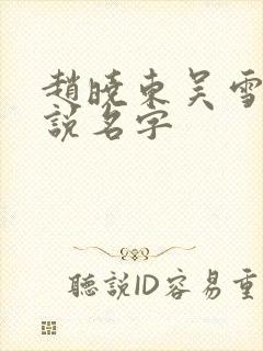 赵晓东吴雪晴小说名字