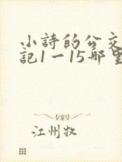 小诗的公交车日记1一15哪里能看封面