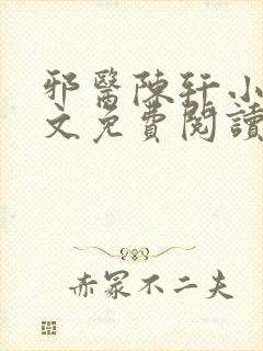 邪医陈轩小说全文免费阅读封面