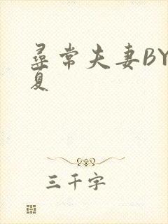寻常夫妻BY写夏封面