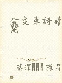 公交车诗晴笔趣阁封面