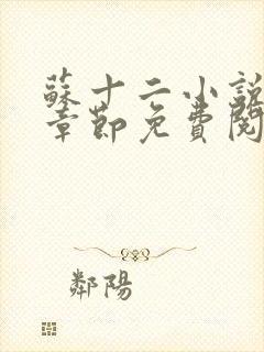 苏十二小说最新章节免费阅读全文封面