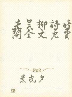 老吴柳诗晴笔趣阁全文免费阅读