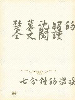 楚慕沈昭的小说全文阅读