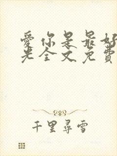 爱你是最好的时光全文免费阅读封面