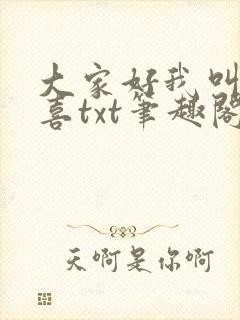 大家好我叫林小喜txt笔趣阁封面
