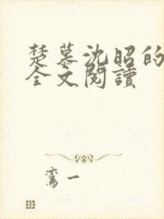 楚慕沈昭的小说全文阅读封面