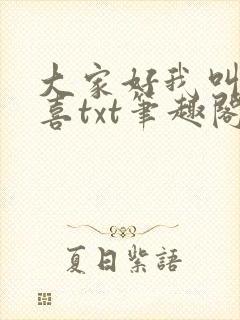 大家好我叫林小喜txt笔趣阁封面