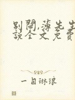别闹,薄先生小说全文免费阅读