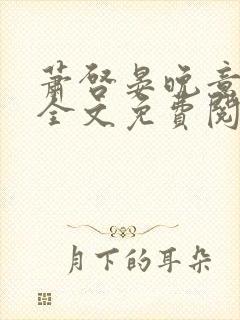 萧启晏晚意小说全文免费阅读封面