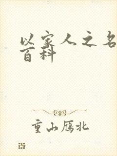 以家人之名百度百科封面
