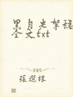 黑月光拿稳小说全文txt