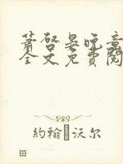 萧启晏晚意小说全文免费阅读