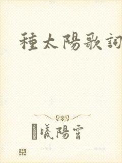 种太阳歌词