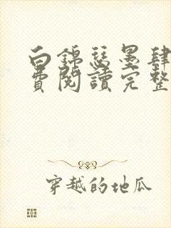 白锦瑟墨肆年免费阅读完整版小说封面
