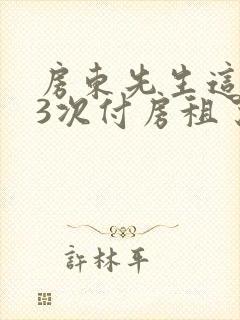 房东先生这是第3次付房租了封面