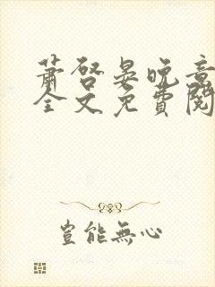 萧启晏晚意小说全文免费阅读封面