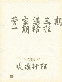 管家婆三期必开一期精准