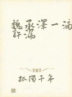 魏承泽一滴都不许漏封面