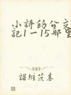 小诗的公交车日记1一15哪里能看封面