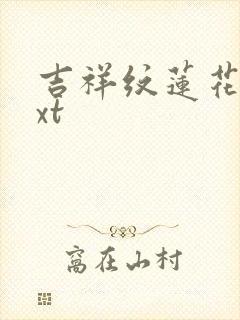 吉祥纹莲花楼txt