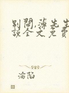 别闹,薄先生小说全文免费阅读