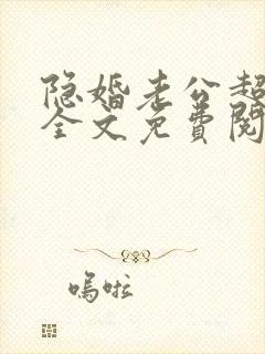 隐婚老公超给力全文免费阅读