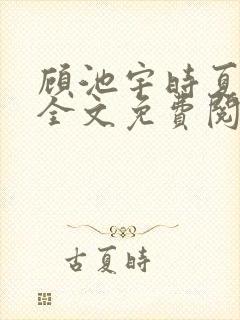 顾池宇时夏小说全文免费阅读封面