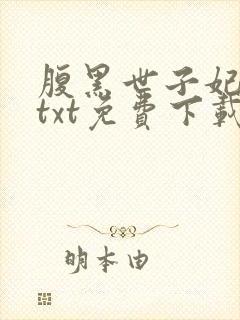 腹黑世子妃日常txt免费下载