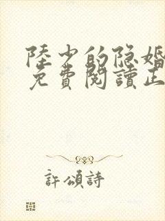 陆少的隐婚罪妻免费阅读正版