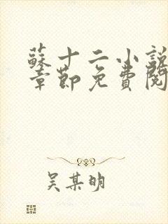 苏十二小说最新章节免费阅读全文封面