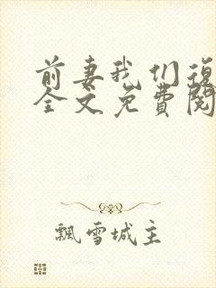 前妻我们复婚吧全文免费阅读封面