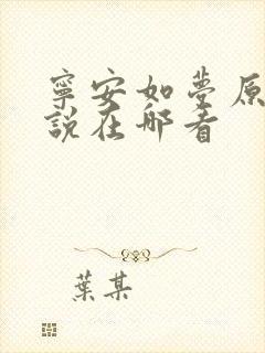 宁安如梦原著小说在哪看