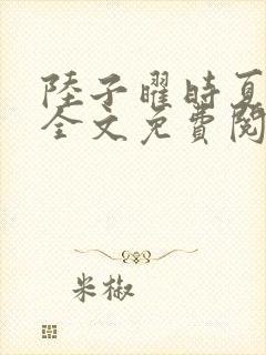 陆子曜时夏小说全文免费阅读