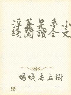 浮华是梦小说在线阅读全文