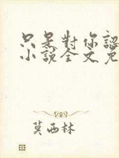 只是对你认了真小说全文免费阅读封面