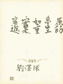 宁安如梦原著张遮是重生的吗