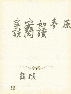 宁安如梦原著小说阅读