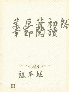 叶辰萧初然更新章节阅读