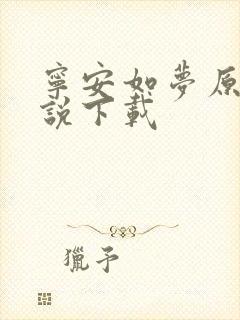 宁安如梦原著小说下载